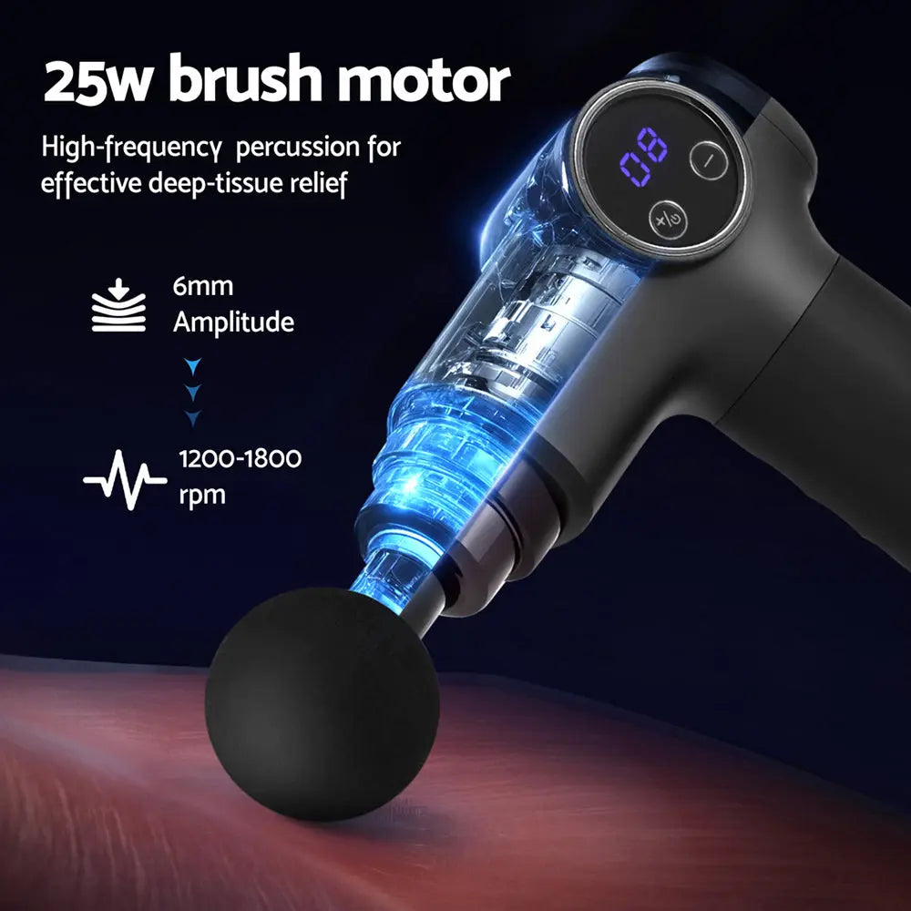 Everfit Massage Gun 8 Speed 4 Heads Vibration Muscle Massager Chargeable Black Wholesale Hub
