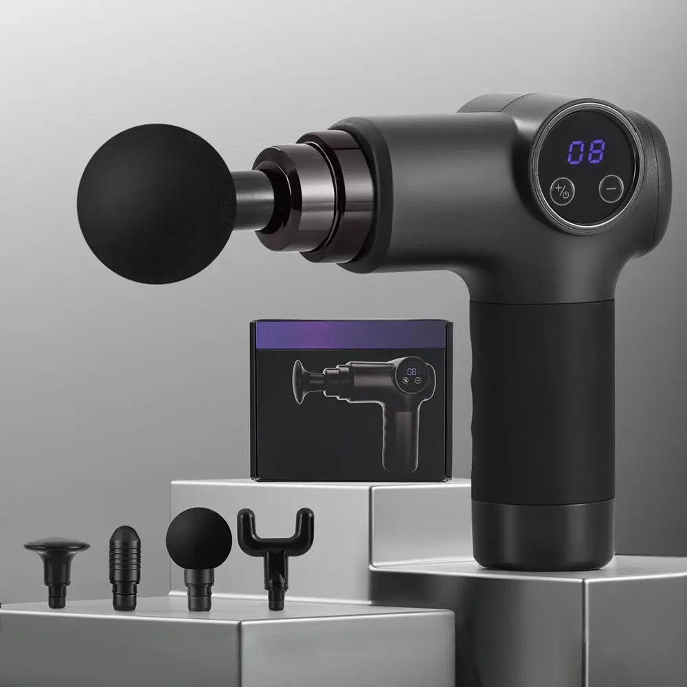 Everfit Massage Gun 8 Speed 4 Heads Vibration Muscle Massager Chargeable Black Wholesale Hub