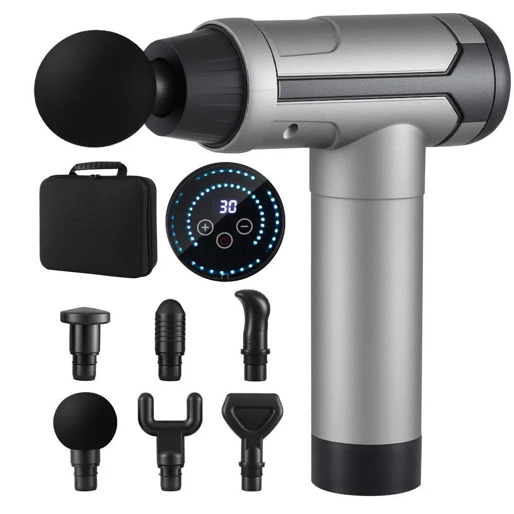 Everfit Massage Gun 30 Speed 6 Heads Vibration Muscle Massager Chargeable Black Wholesale Hub
