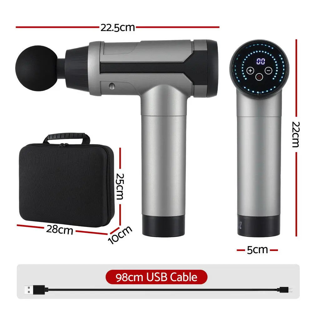 Everfit Massage Gun 30 Speed 6 Heads Vibration Muscle Massager Chargeable Black Wholesale Hub