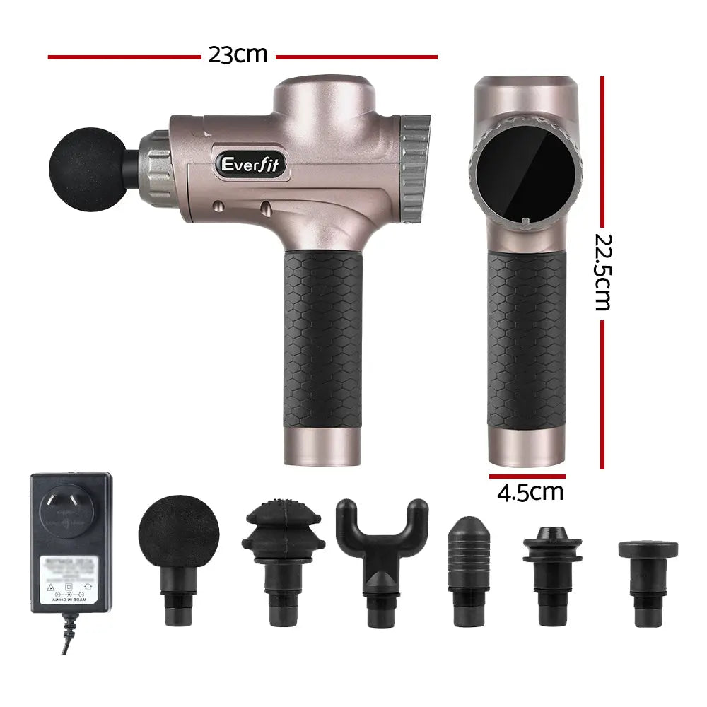 Everfit Massage Gun 30 Speed 6 Heads Vibration Muscle Massager Chargeable Gold Wholesale Hub