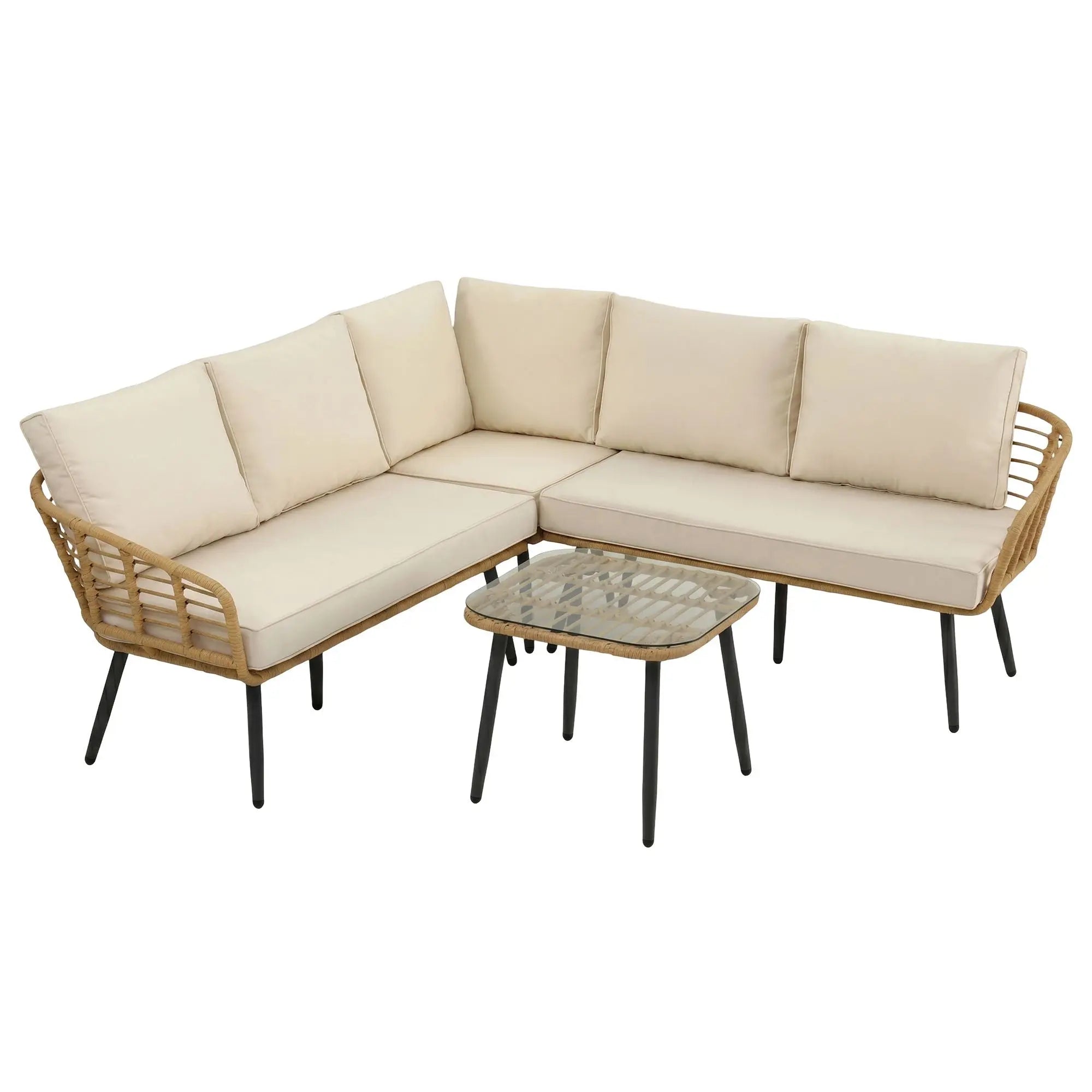 Gardeon 4-Piece Modular Outdoor Sofa Set with Cushions 5 Seater Rattan Furniture Wholesale Hub