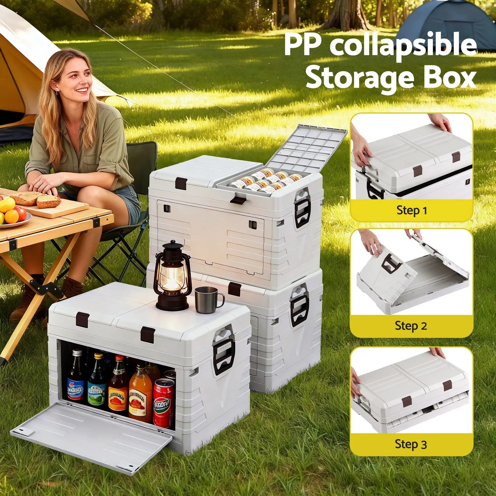 Gardeon 60L Outdoor Storage Box Foldable Camping Collapsible Bins Organizer Wholesale Hub