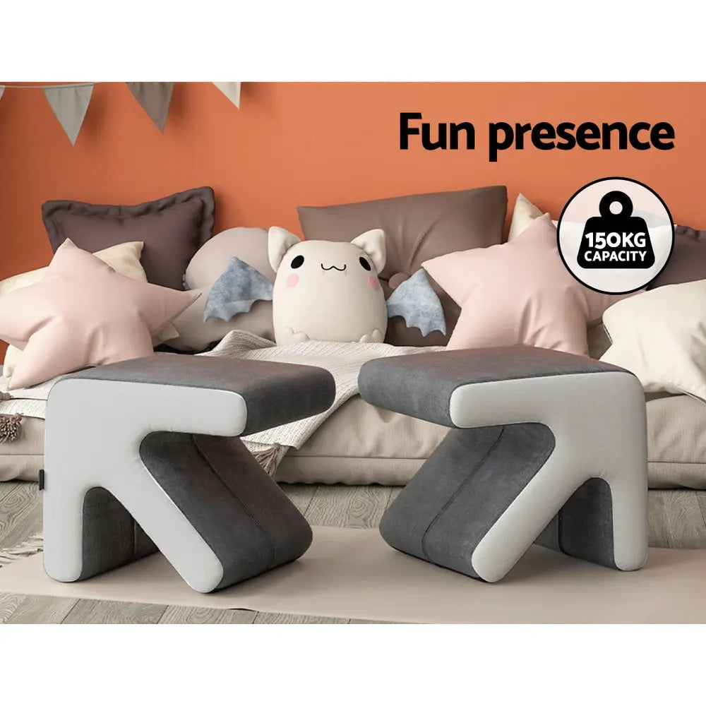 Artiss Ottoman Foot Stool Arrow Linen Grey Wholesale Hub