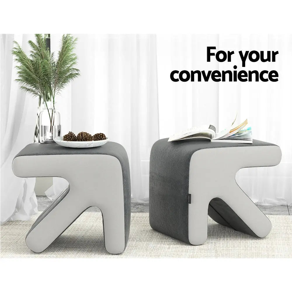 Artiss Ottoman Foot Stool Arrow Linen Grey Wholesale Hub