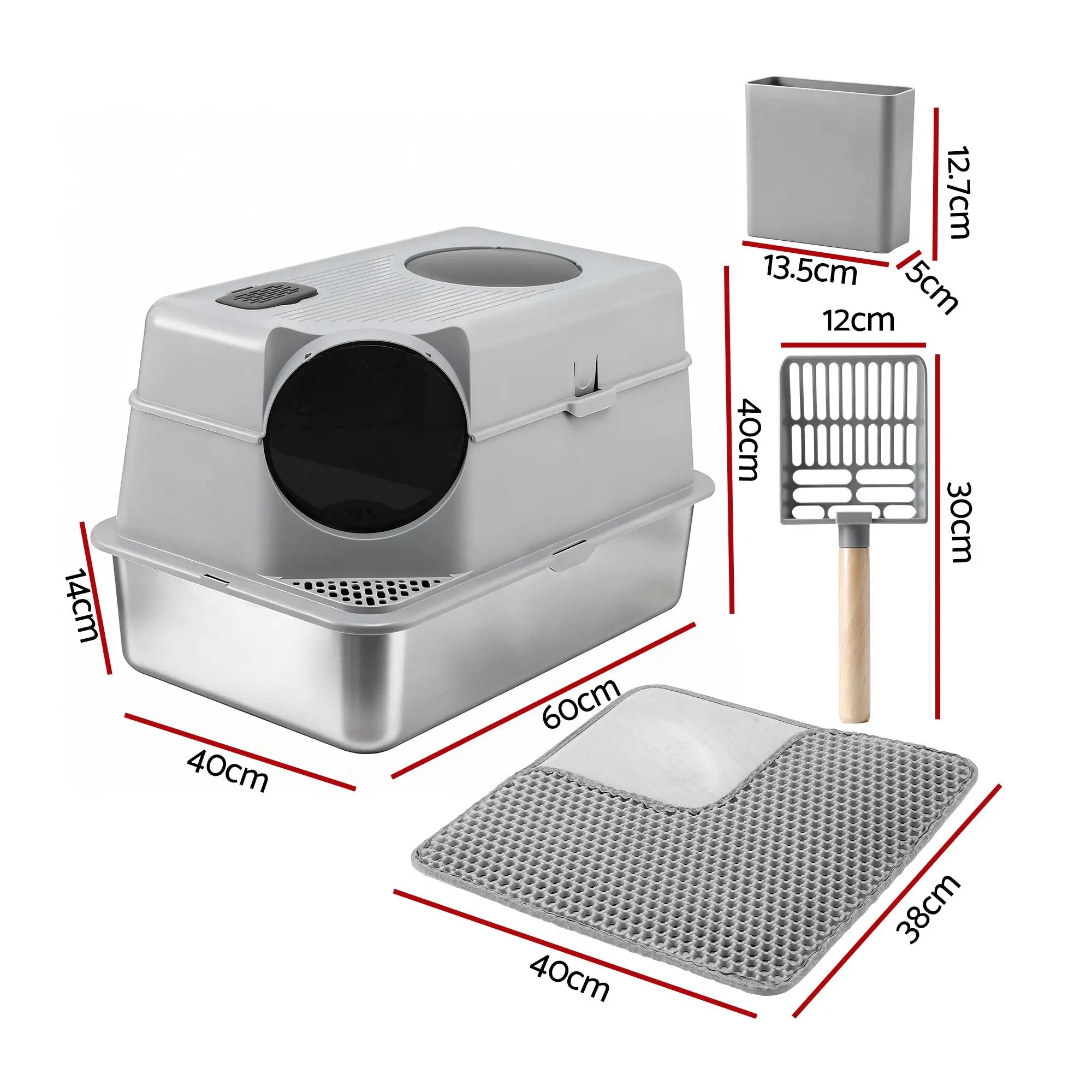 i.Pet Cat Litter Box Large Stainless Steel High Sided Pet Toilet Odour Control Wholesale Hub