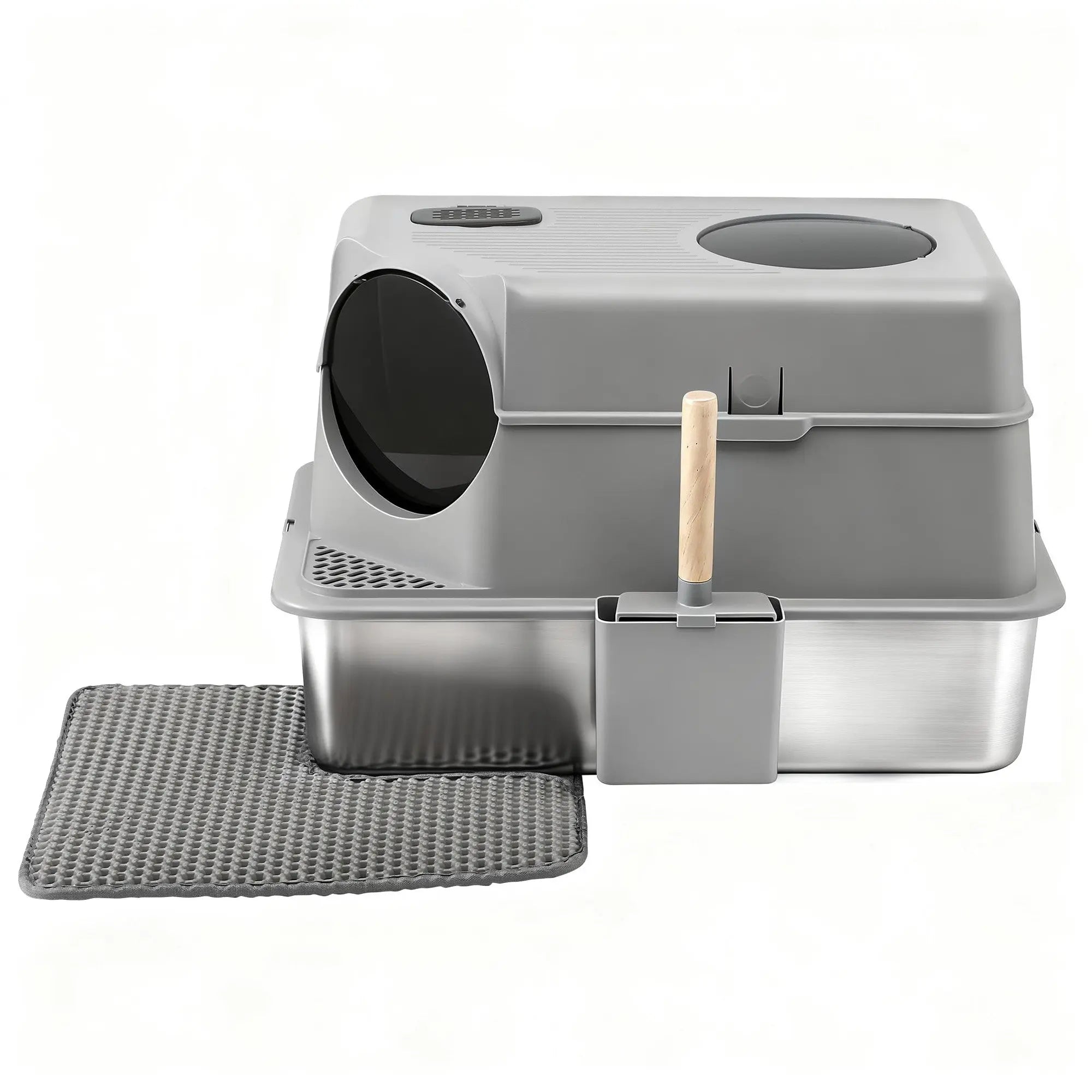 i.Pet Cat Litter Box Large Stainless Steel High Sided Pet Toilet Odour Control Wholesale Hub