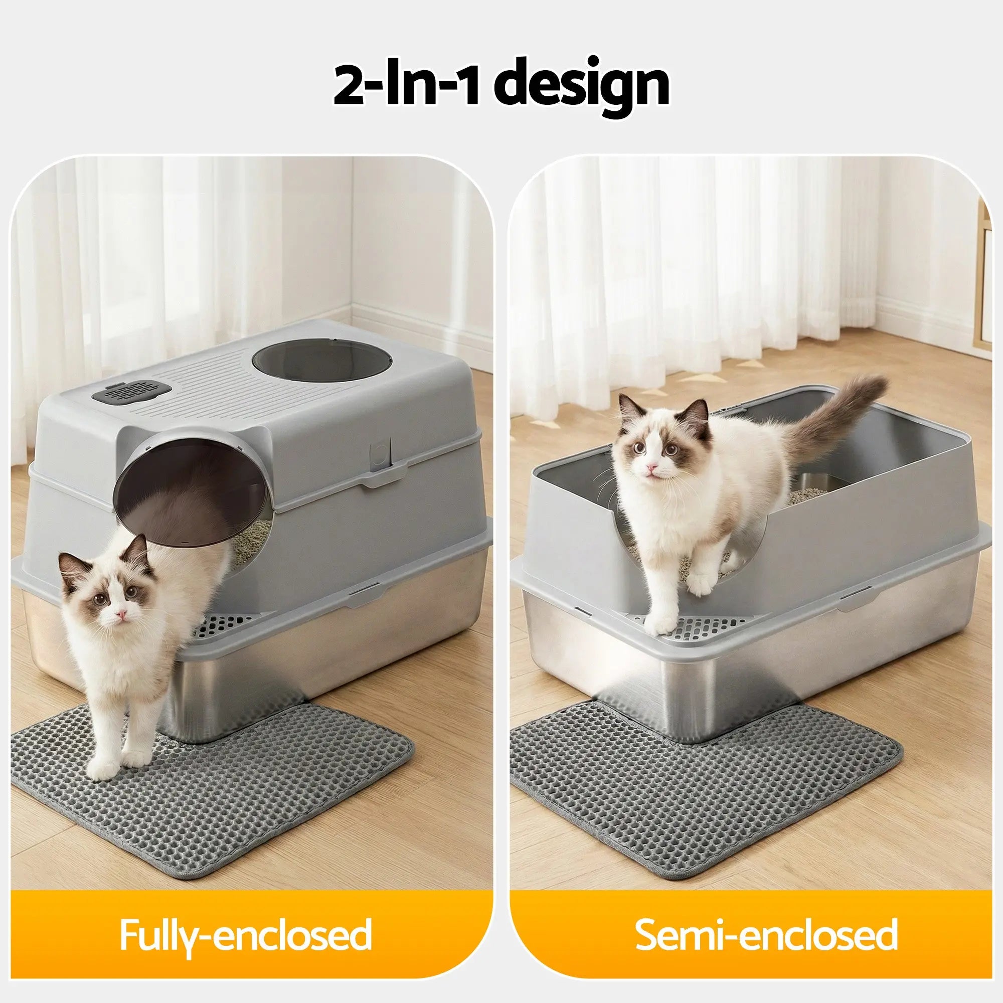 i.Pet Cat Litter Box Large Stainless Steel High Sided Pet Toilet Odour Control Wholesale Hub