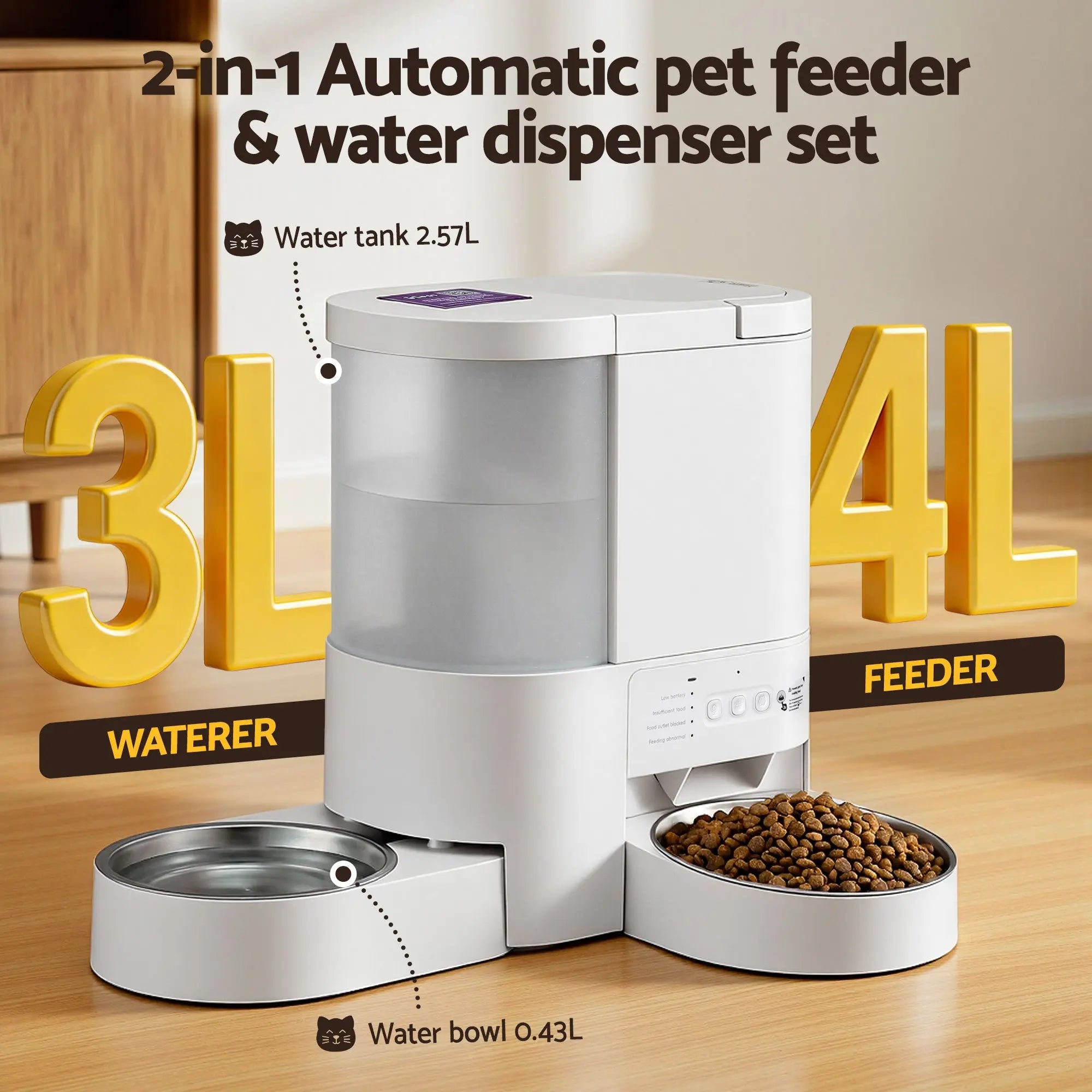 i.Pet Automatic Pet Feeder Water Dispenser 2-in-1 Smart WiFi Dog Cat Food 4L Wholesale Hub
