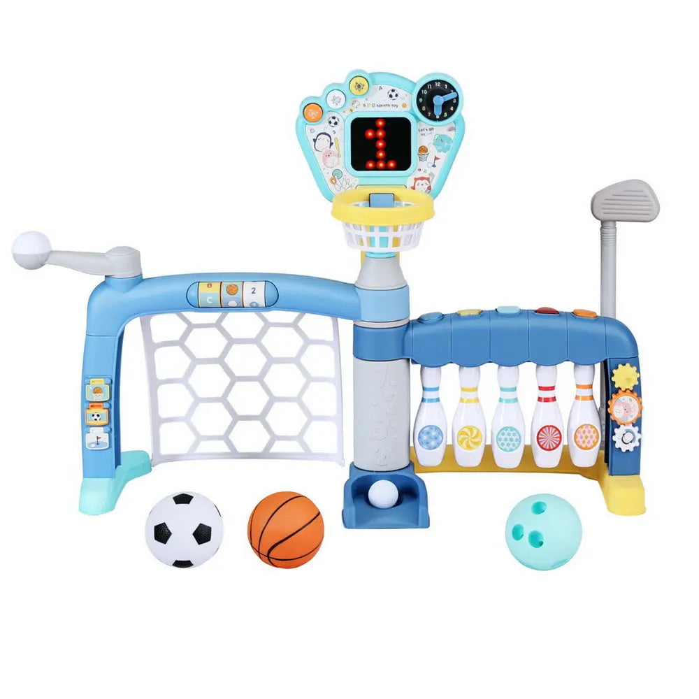 Keezi Kids Basketball Hoop Stand Bowling Baseball Golf Game Sports Toys Set Blue Wholesale Hub