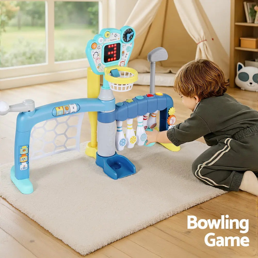 Keezi Kids Basketball Hoop Stand Bowling Baseball Golf Game Sports Toys Set Blue Wholesale Hub
