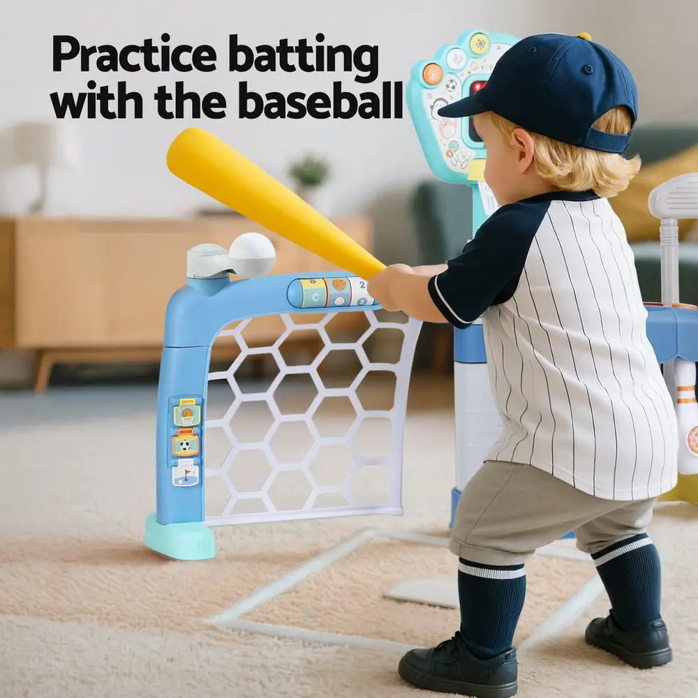 Keezi Kids Basketball Hoop Stand Bowling Baseball Golf Game Sports Toys Set Blue Wholesale Hub