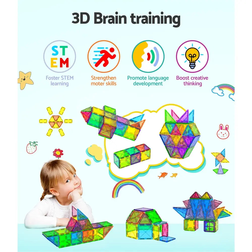 Keezi 120pcs Kids Magnetic Tiles Blocks Building Educational Toys Children Gift Wholesale Hub