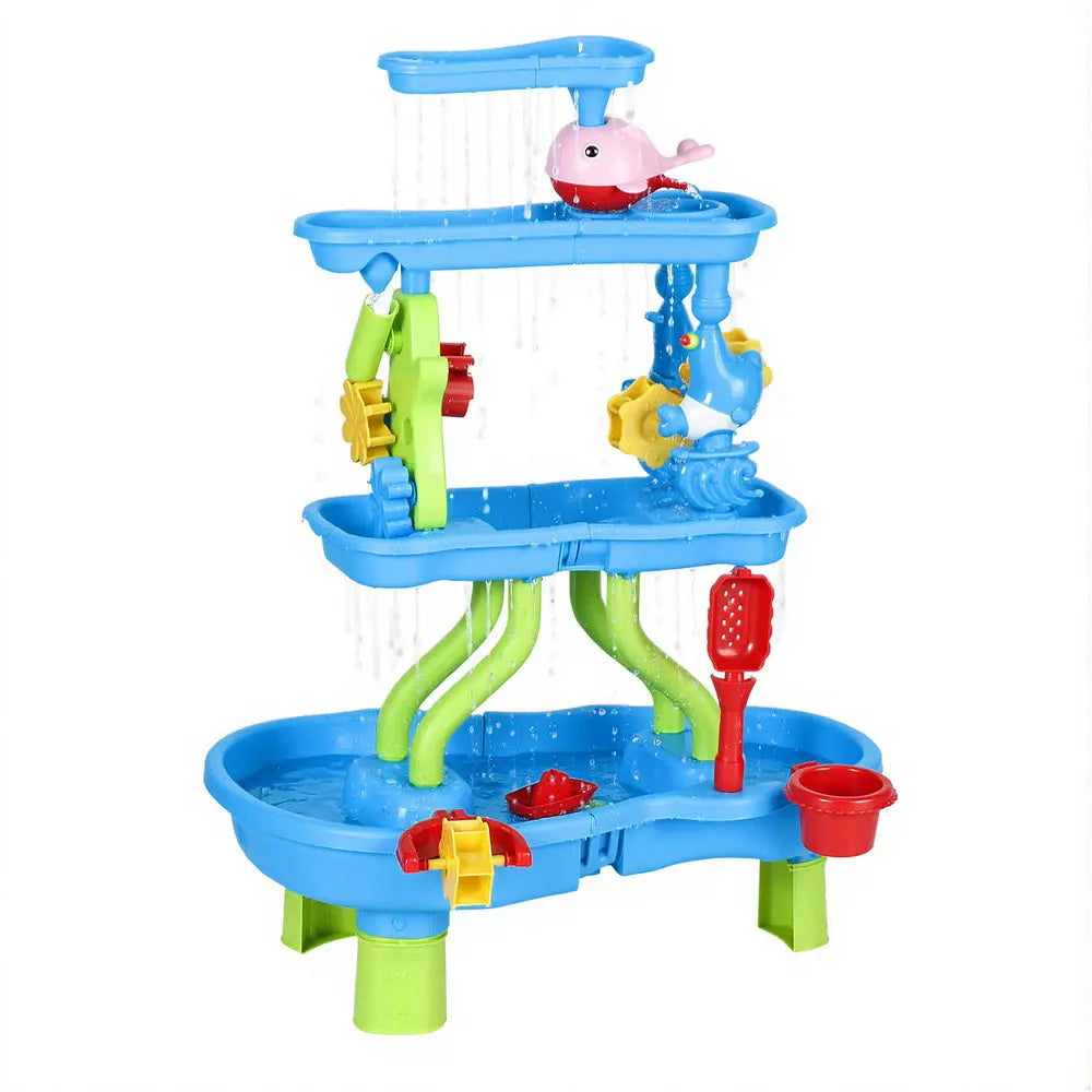 Keezi Kids Sand and Water Table 4-Tier Waterfall Sandpit Toys Beach Shovel Wholesale Hub
