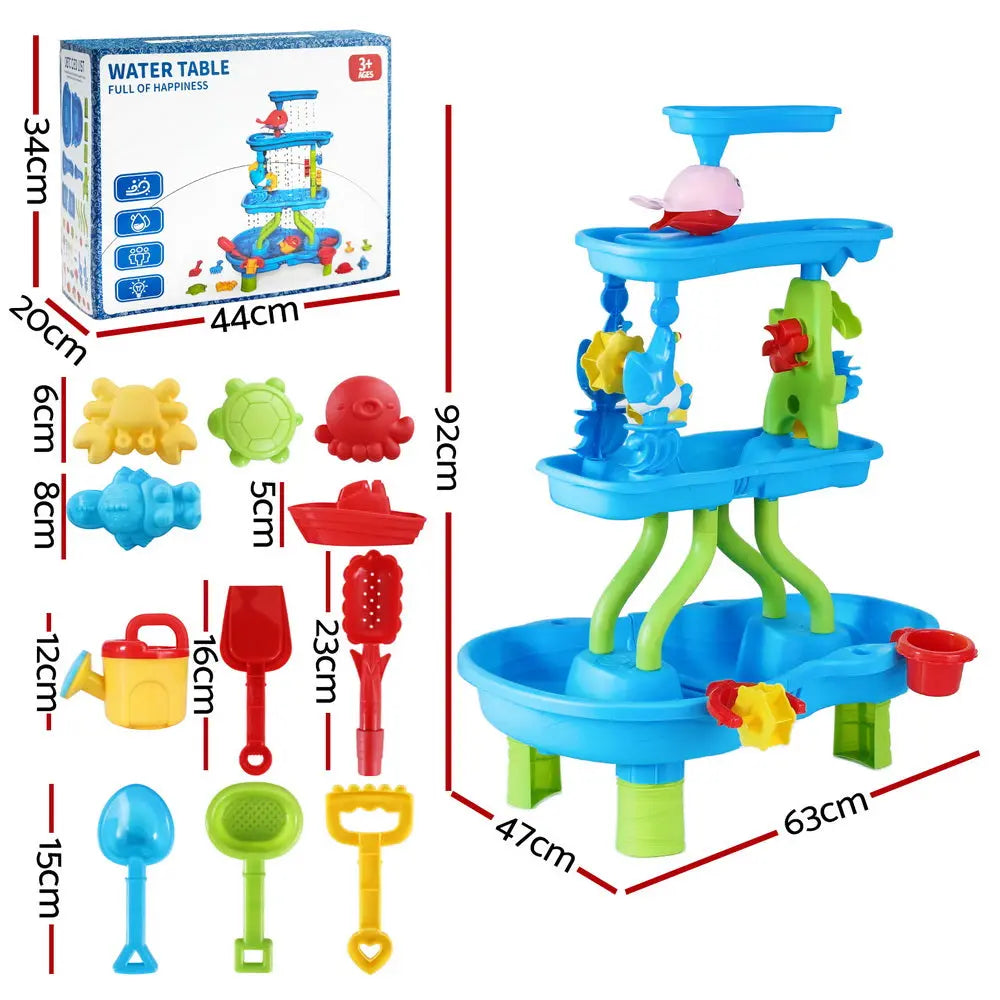 Keezi Kids Sand and Water Table 4-Tier Waterfall Sandpit Toys Beach Shovel Wholesale Hub