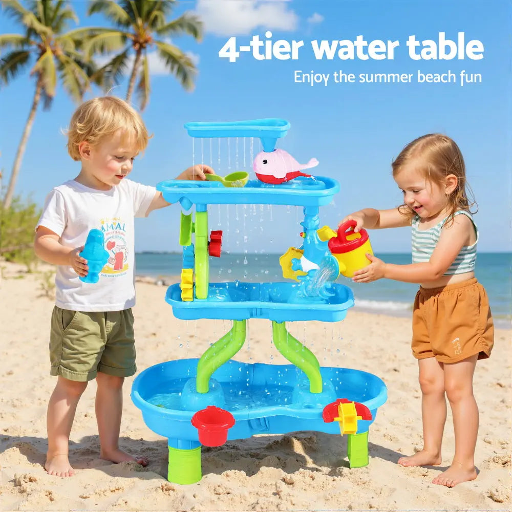 Keezi Kids Sand and Water Table 4-Tier Waterfall Sandpit Toys Beach Shovel Wholesale Hub