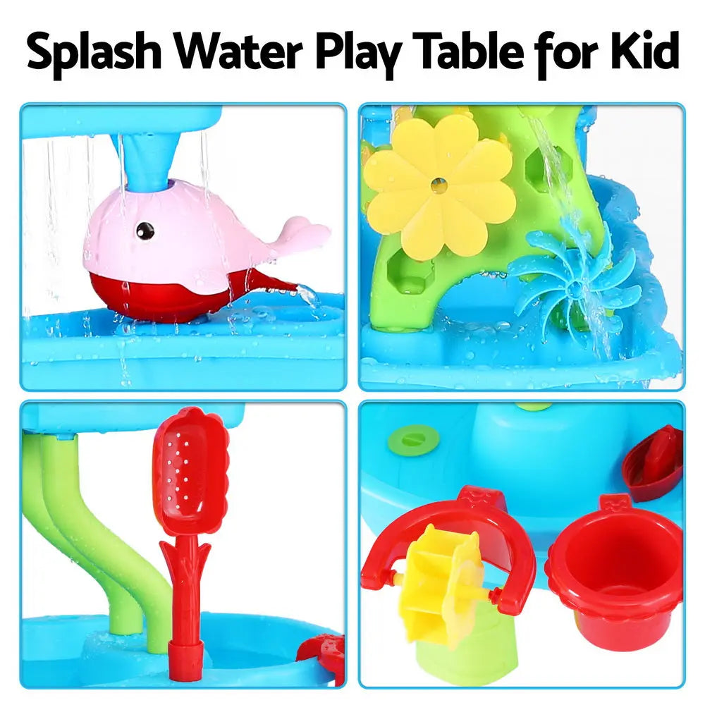 Keezi Kids Sand and Water Table 4-Tier Waterfall Sandpit Toys Beach Shovel Wholesale Hub
