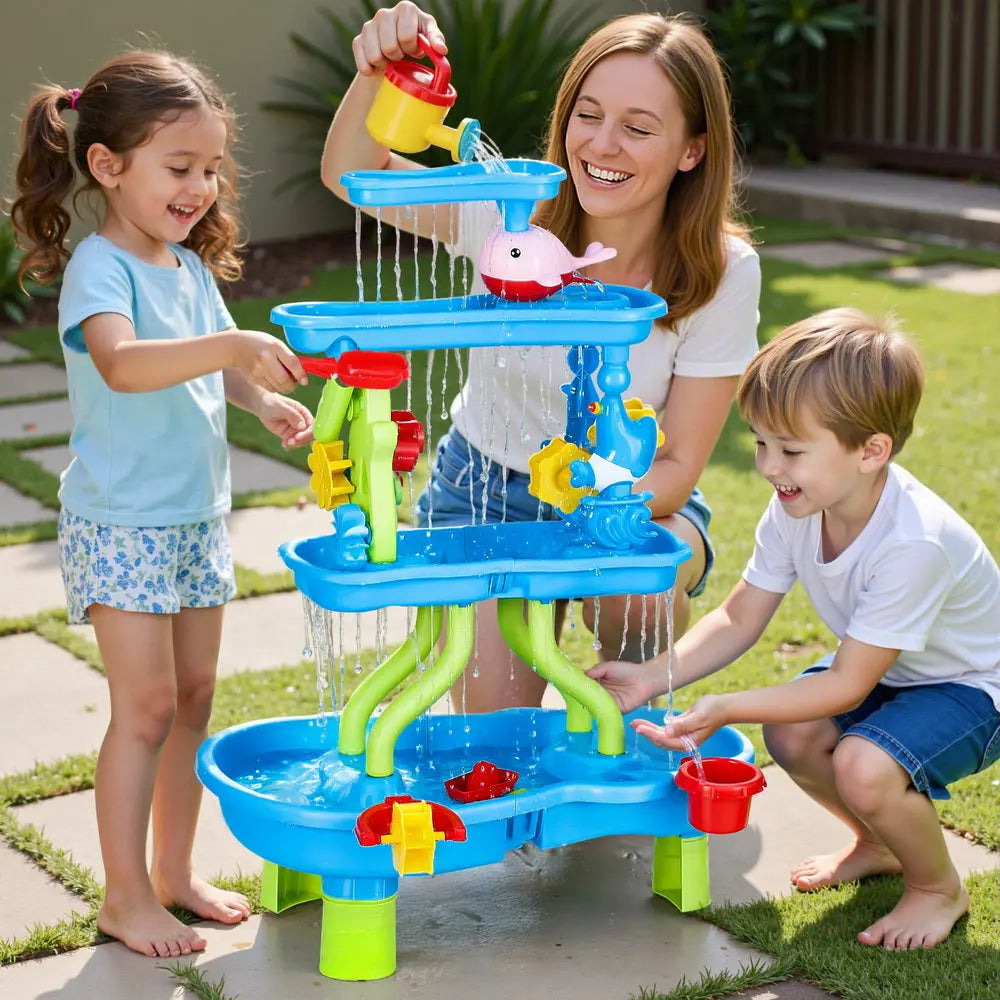 Keezi Kids Sand and Water Table 4-Tier Waterfall Sandpit Toys Beach Shovel Wholesale Hub