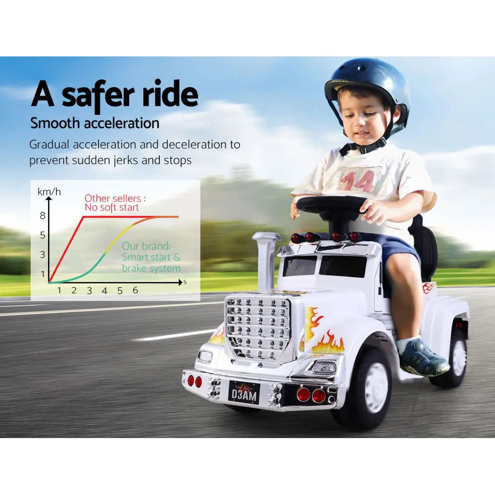 Rigo Kids Electric Ride On Car Truck Motorcycle Motorbike Toy Cars 6V White Wholesale Hub