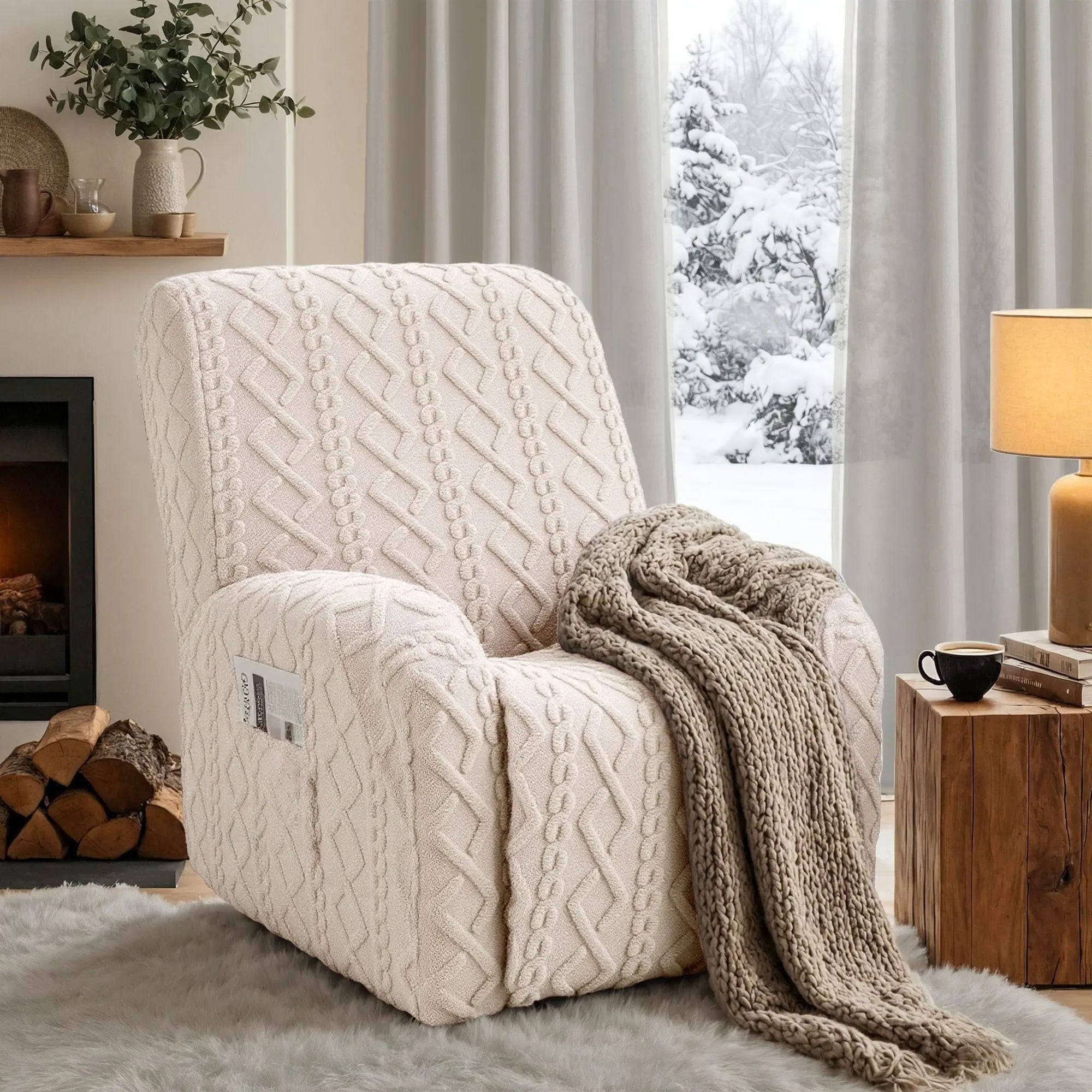 Artiss Recliner Chair Covers with Storage Side Pockets Beige Wholesale Hub