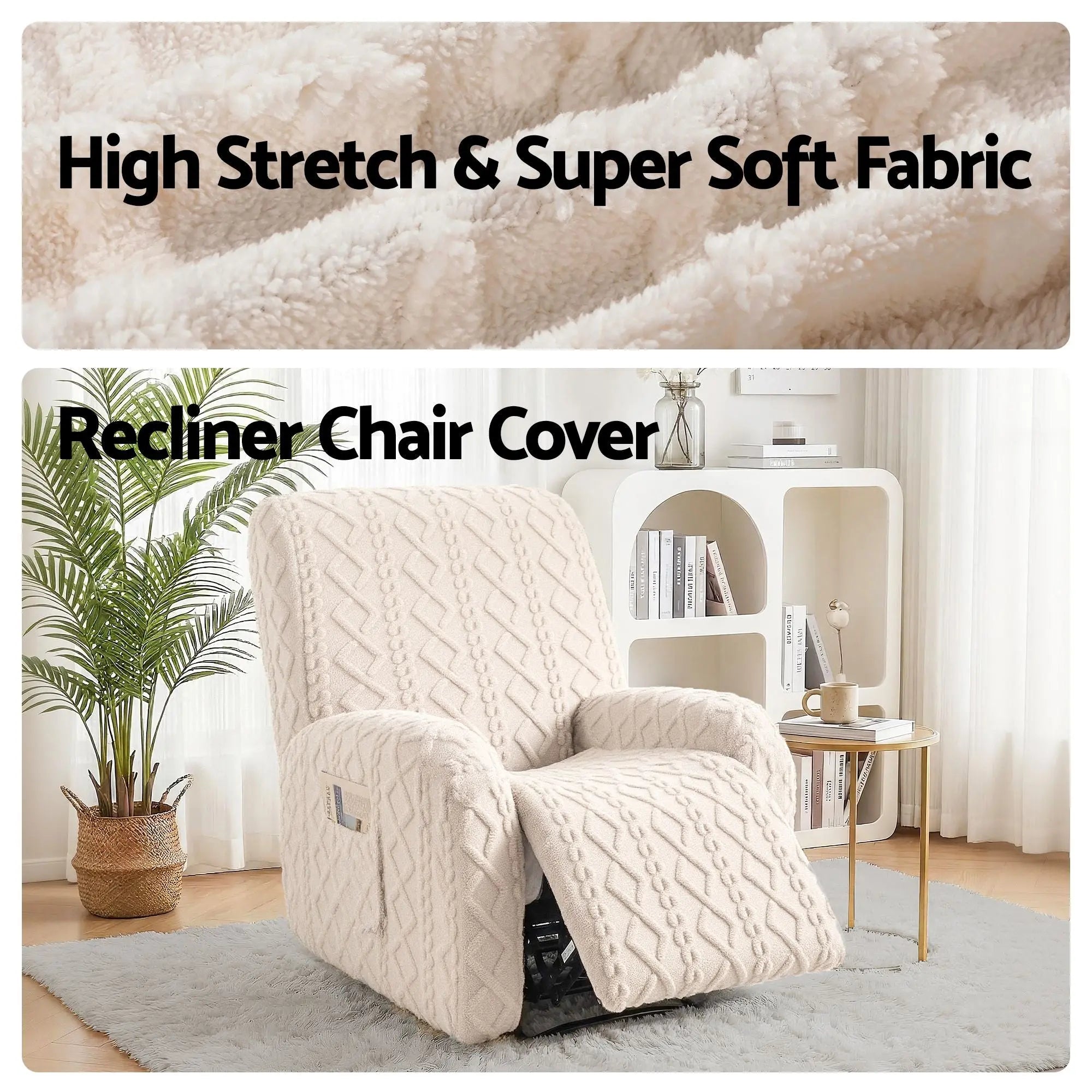 Artiss Recliner Chair Covers with Storage Side Pockets Beige Wholesale Hub