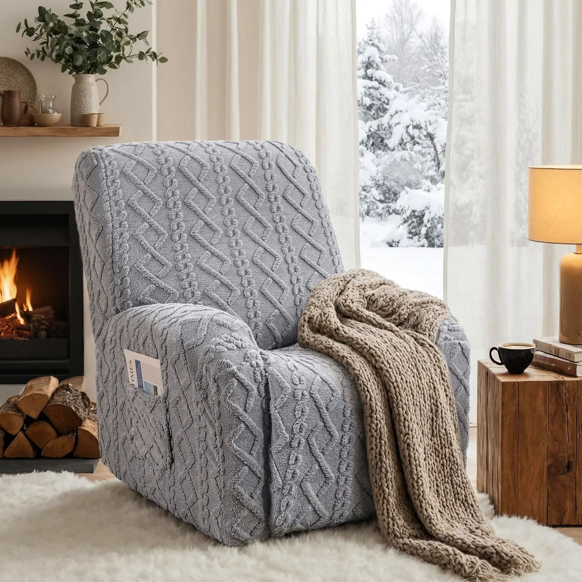 Artiss Recliner Chair Covers with Storage Side Pockets Grey Wholesale Hub