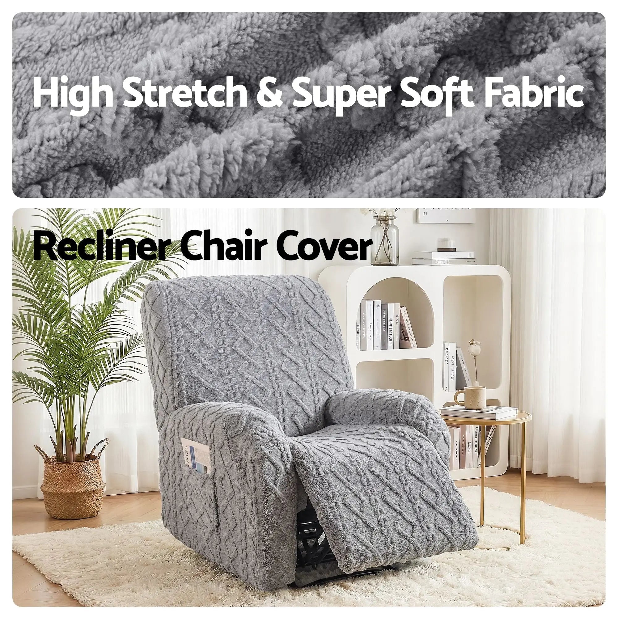 Artiss Recliner Chair Covers with Storage Side Pockets Grey Wholesale Hub