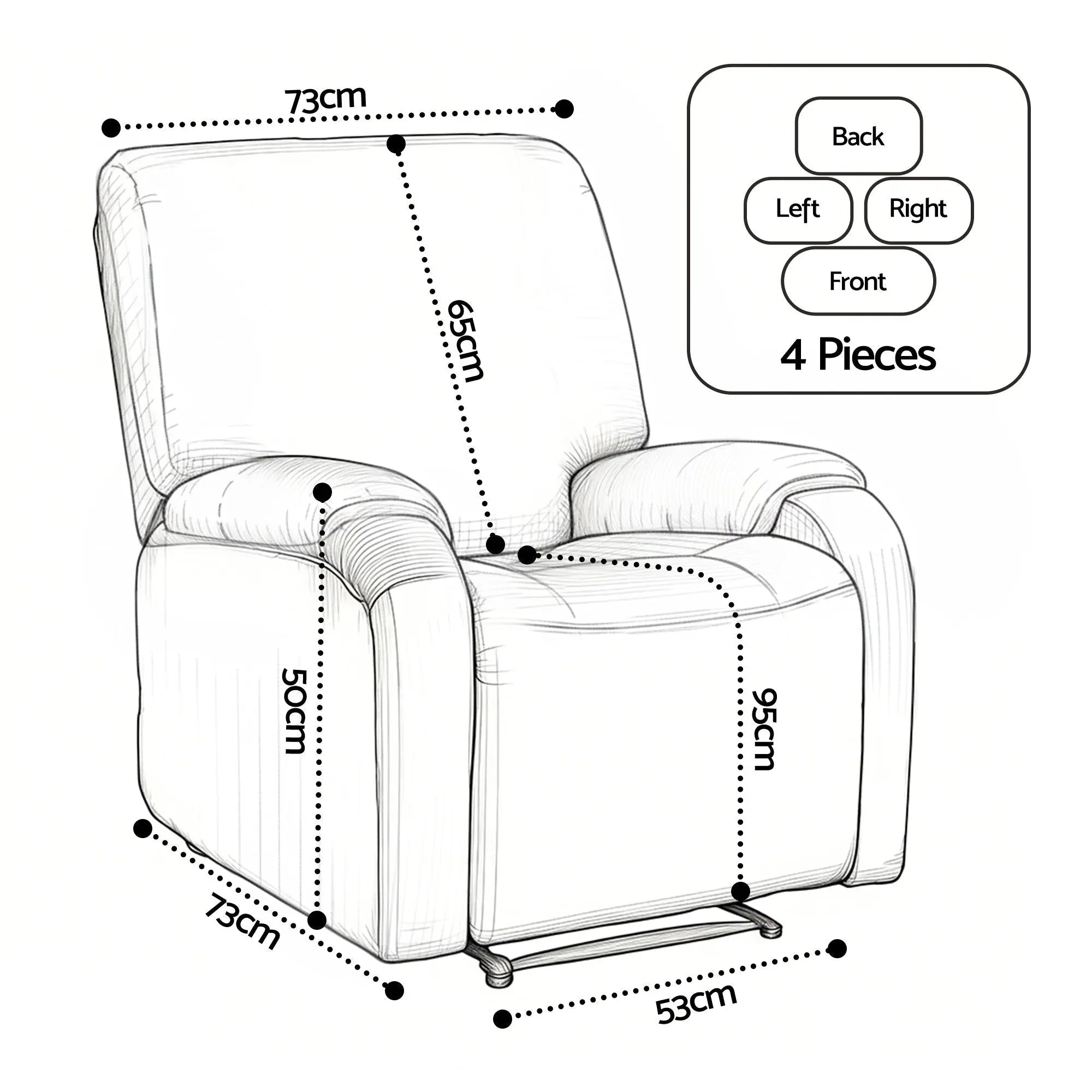 Artiss Stretch Kids Recliner Cover 4-Pieces Recliner Chair Slipcovers Printed Polyester Wholesale Hub