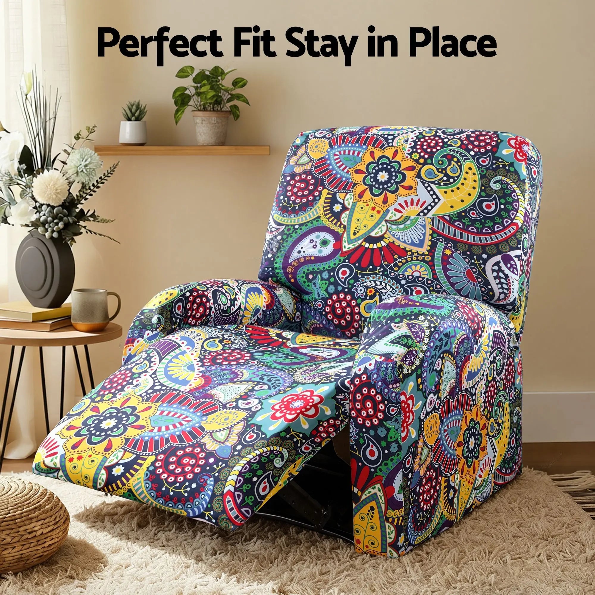 Artiss Stretch Kids Recliner Cover 4-Pieces Recliner Chair Slipcovers Printed Polyester Wholesale Hub
