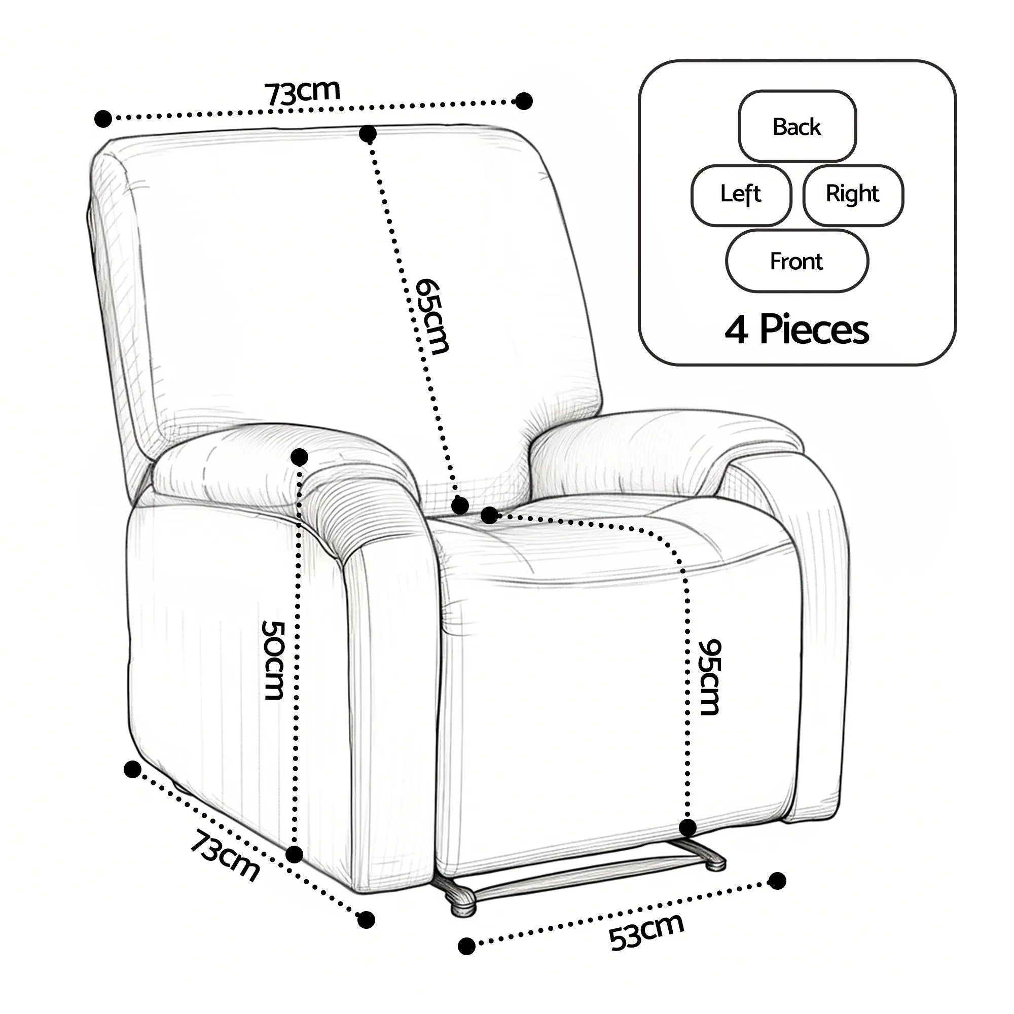 Artiss Stretch Kids Recliner Cover 4-Pieces Recliner Chair Slipcovers Printed Polyester Wholesale Hub