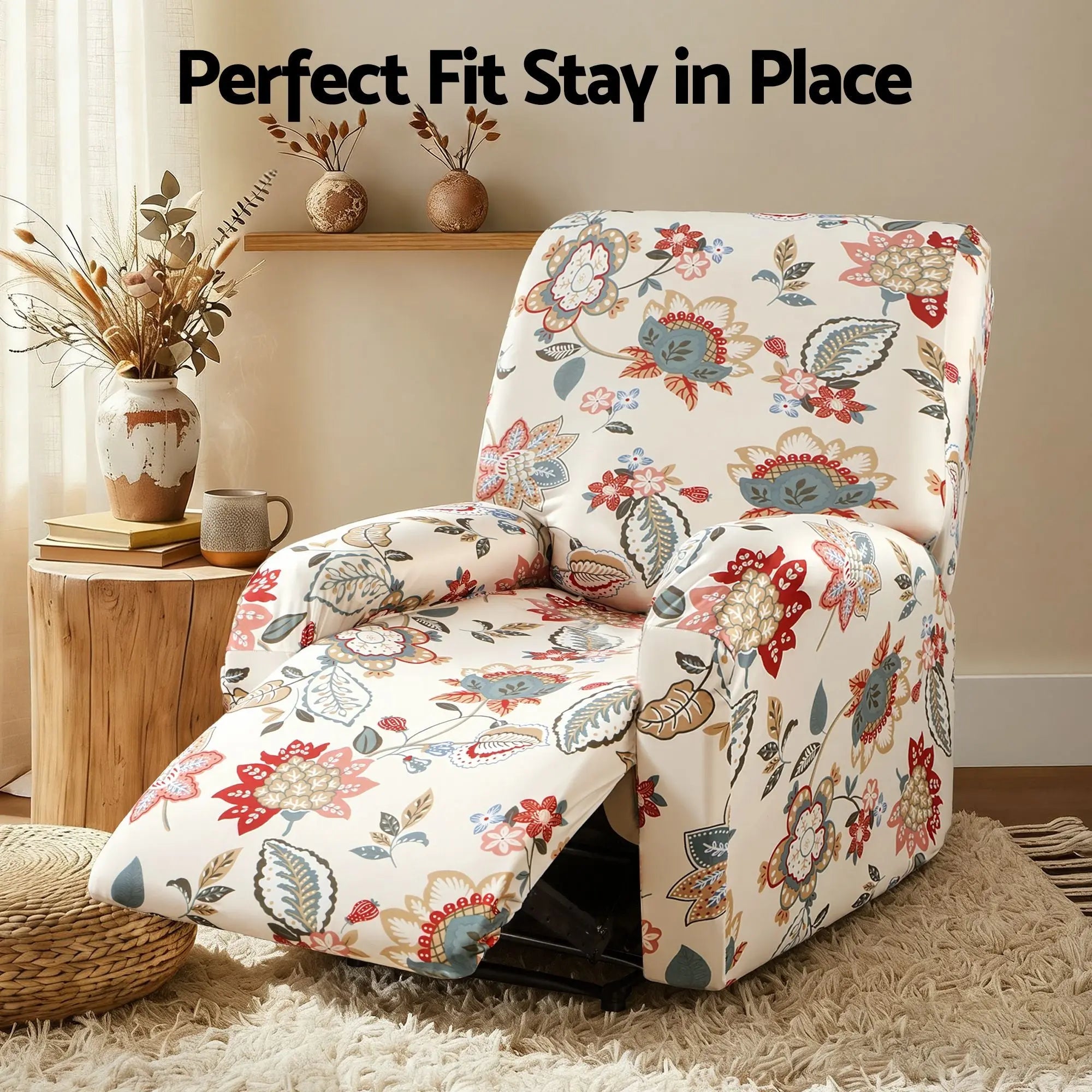 Artiss Stretch Kids Recliner Cover 4-Pieces Recliner Chair Slipcovers Printed Polyester Wholesale Hub