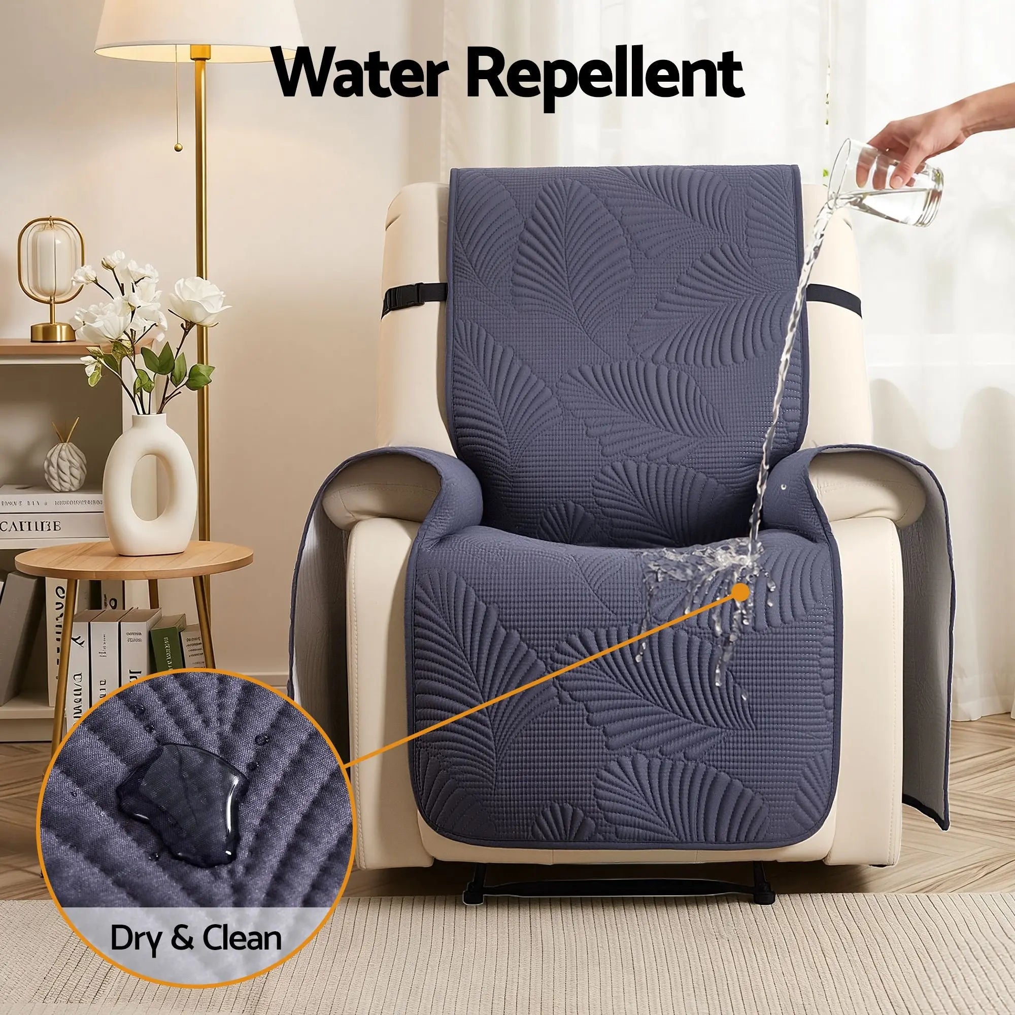 Artiss Quilted Recliner Chair Covers 100% Waterproof Recliner Slipcovers Grey Wholesale Hub
