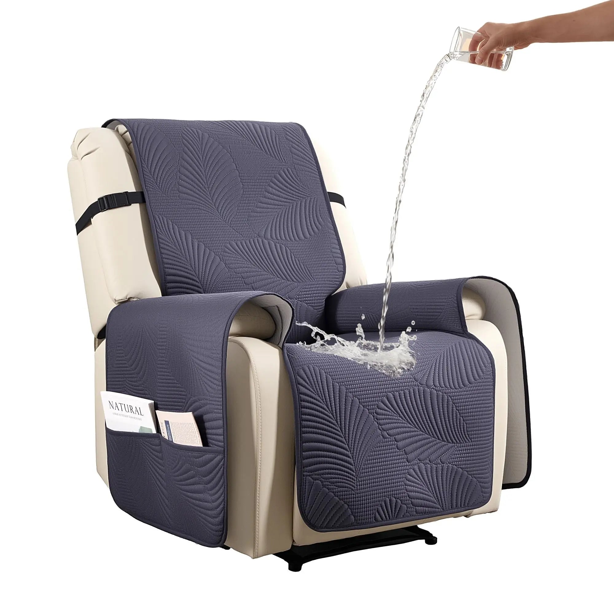 Artiss Quilted Recliner Chair Covers 100% Waterproof Recliner Slipcovers Grey Wholesale Hub