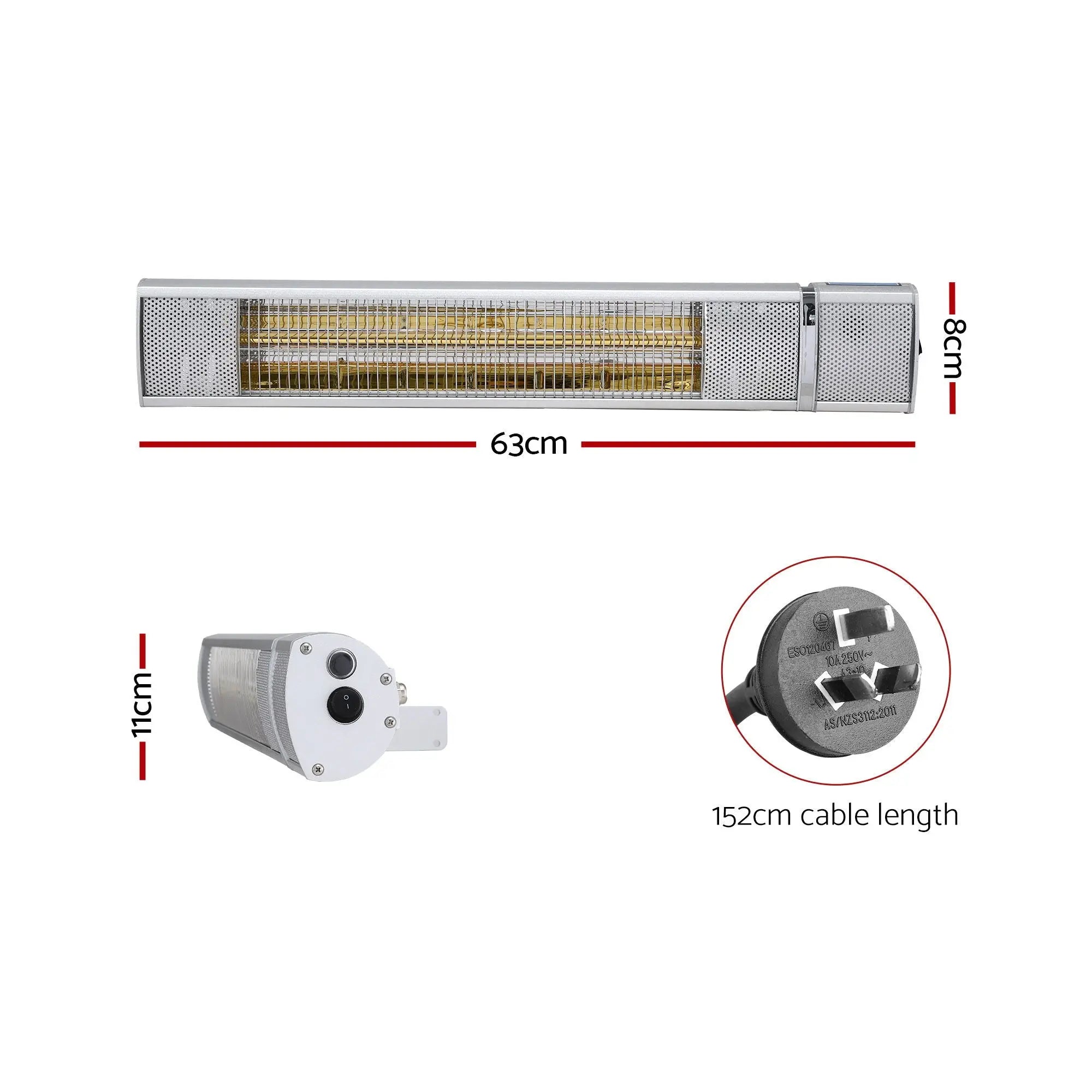 Devanti Electric Strip Heater Infrared Radiant Heaters 2000W Wholesale Hub