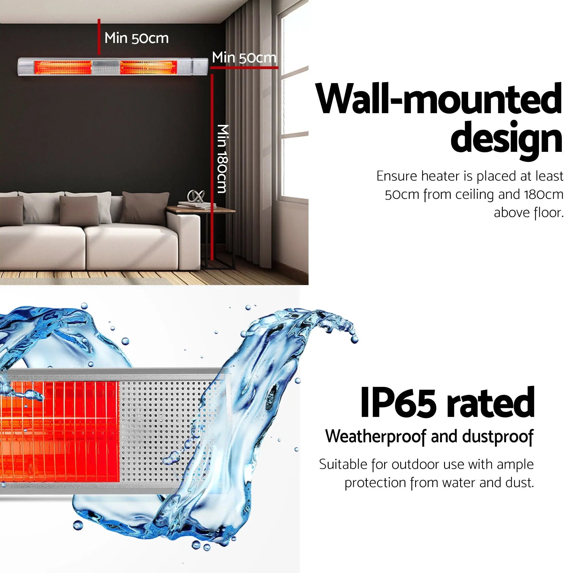 Devanti Electric Strip Heater Infrared Radiant Heaters 3000W Wholesale Hub