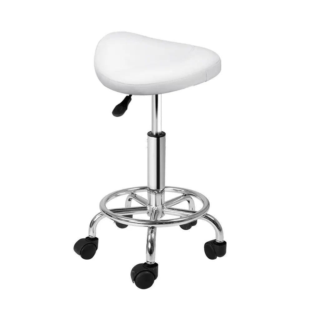 Artiss Salon Stool Saddle Swivel Chair White Wholesale Hub