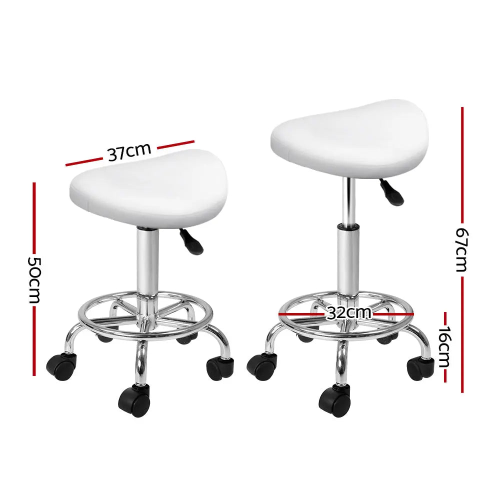 Artiss Salon Stool Saddle Swivel Chair White Wholesale Hub