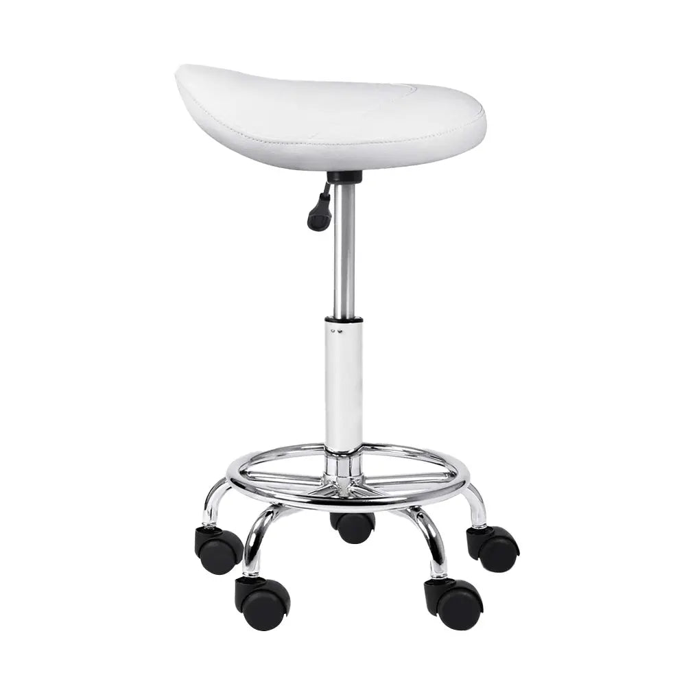 Artiss Salon Stool Saddle Swivel Chair White Wholesale Hub