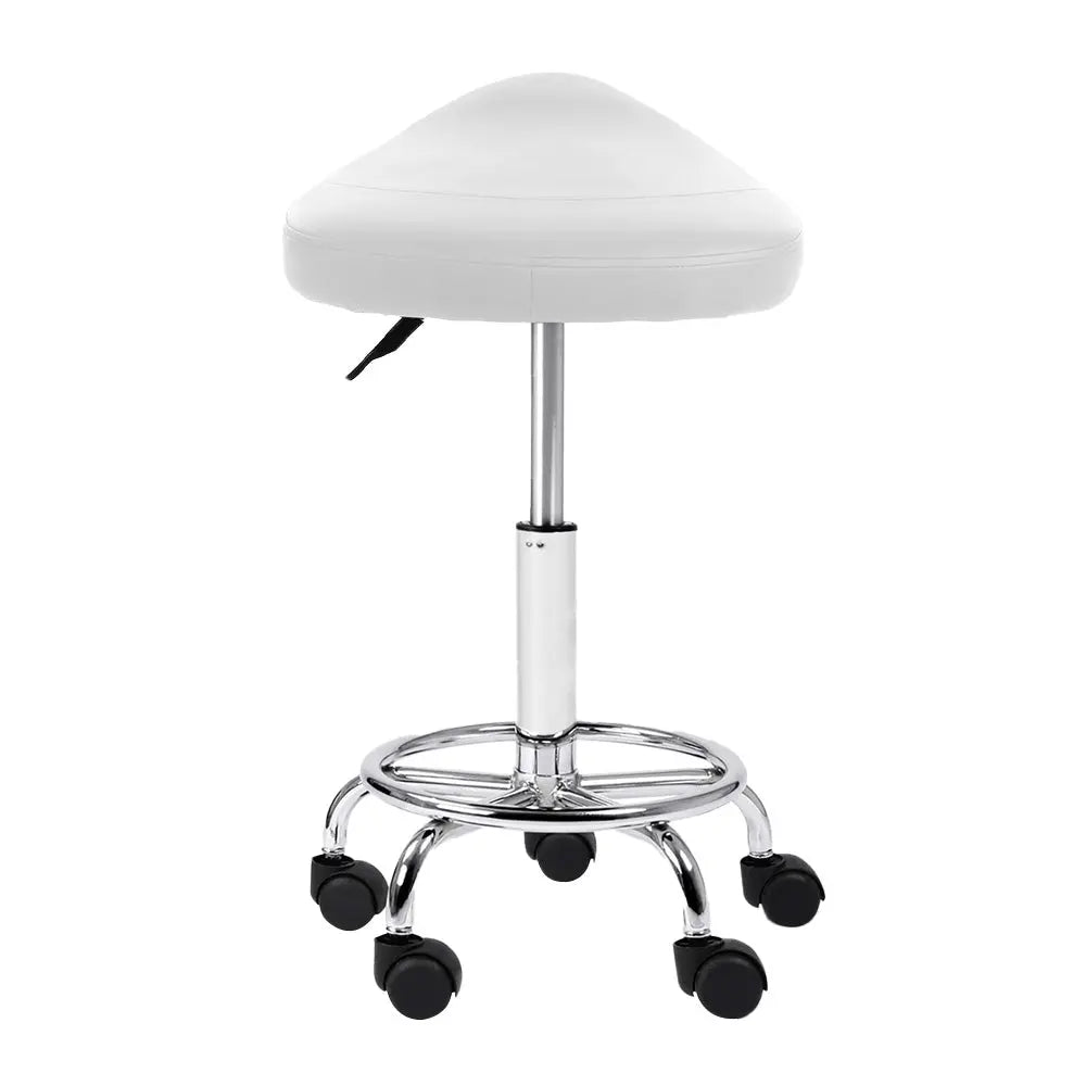 Artiss Salon Stool Saddle Swivel Chair White Wholesale Hub