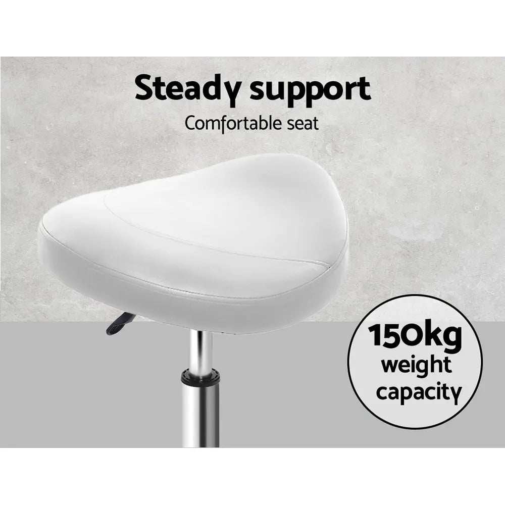 Artiss Salon Stool Saddle Swivel Chair White Wholesale Hub