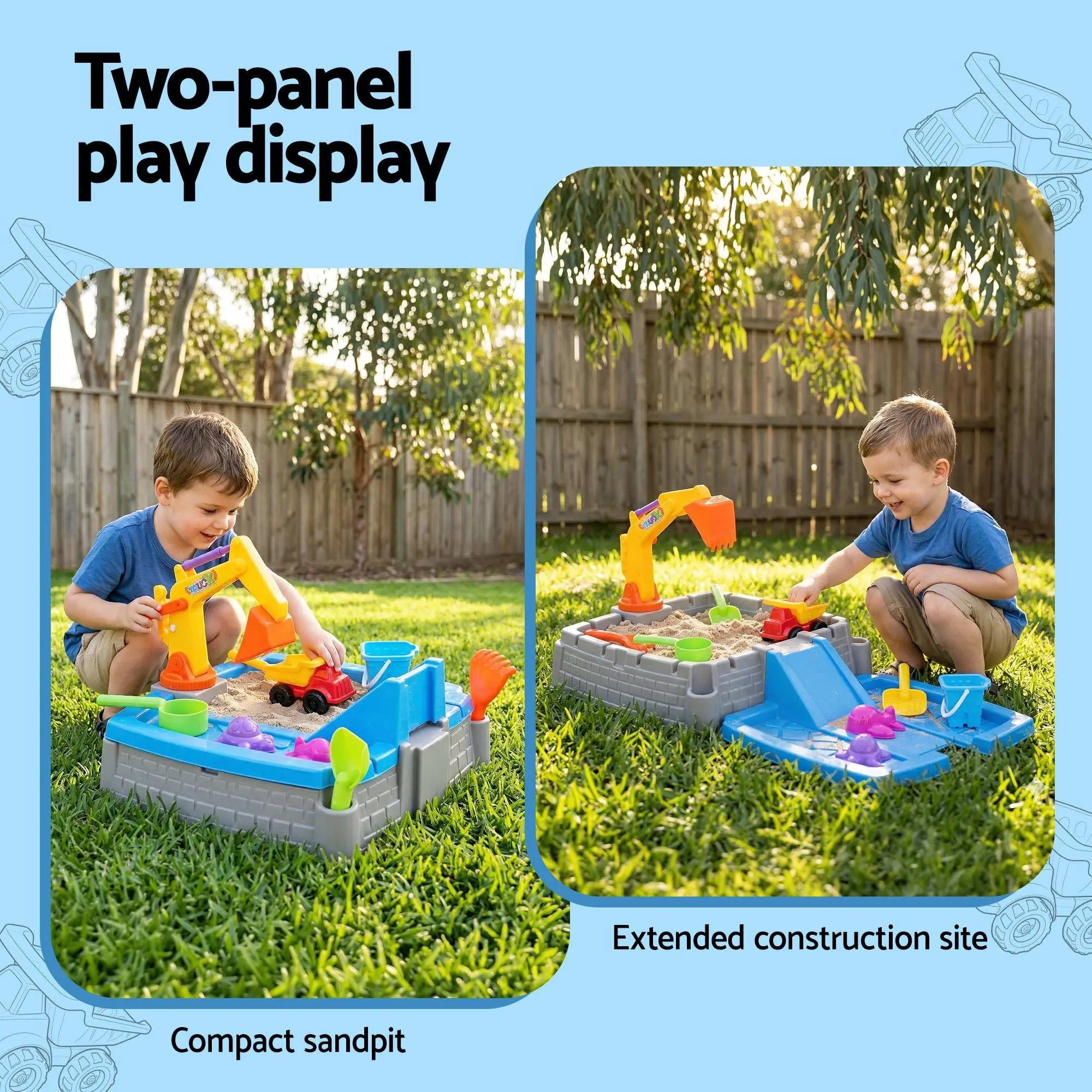 Keezi 2-in-1 Kids Sandpit Water Table Working Excavator Digger Sensory Play Toys Wholesale Hub