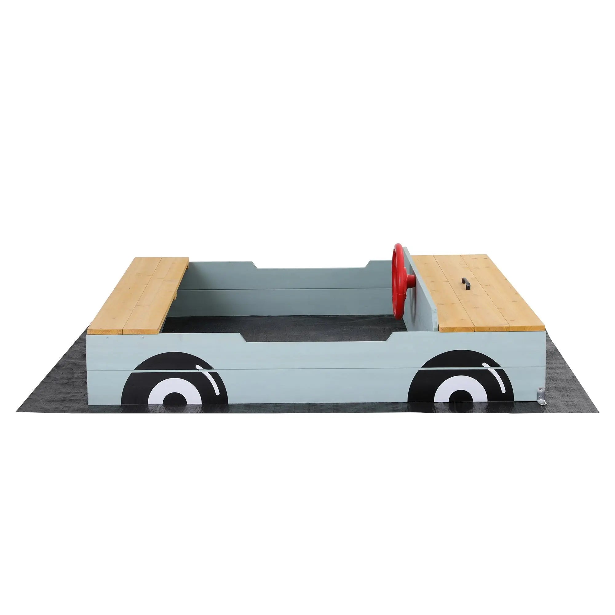 Keezi Wooden Car Sandpit Kids Sandbox Outdoor Play Toy w/ Storage Ground Sheet 120cm Wholesale Hub