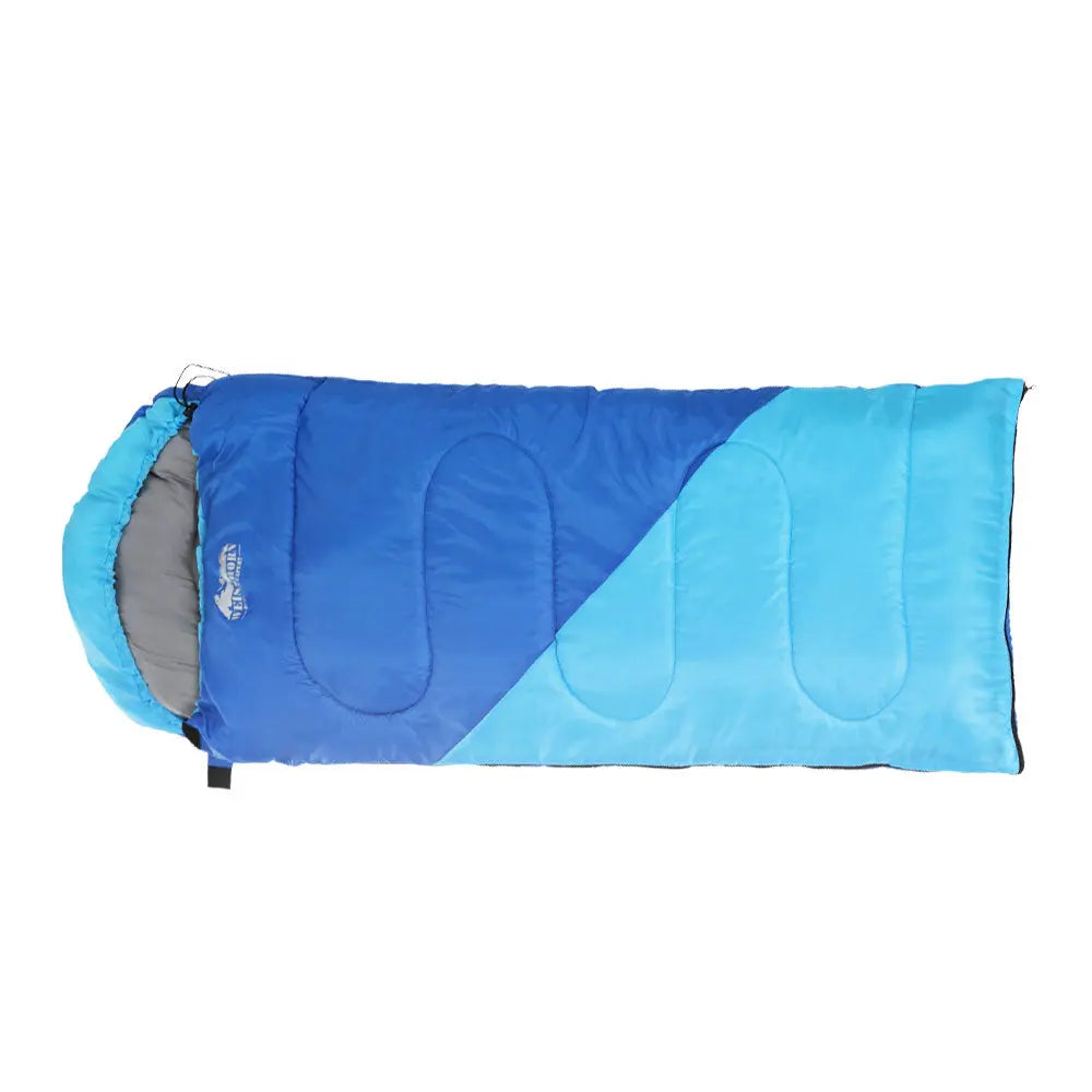 Weisshorn Sleeping Bag Kids Single 172cm Thermal Camping Hiking Blue Wholesale Hub