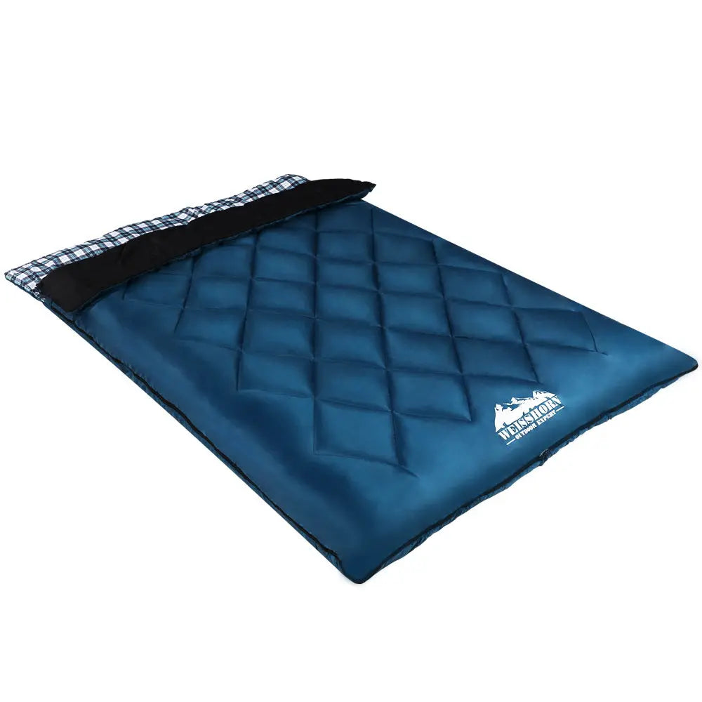 Weisshorn Sleeping Bag Double Pillow Thermal Camping Hiking Tent Blue -10°C Wholesale Hub