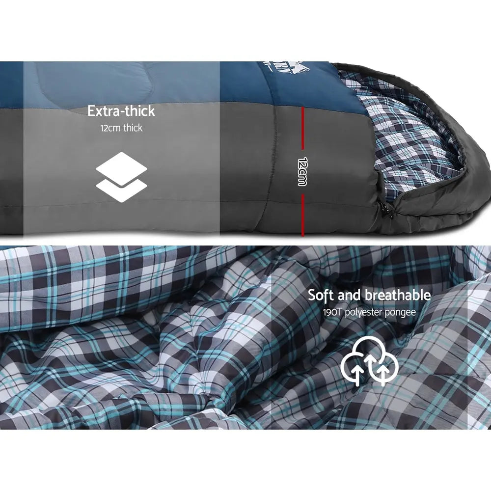 Weisshorn Sleeping Bag Single Thermal Camping Hiking Tent Blue -20°C Wholesale Hub