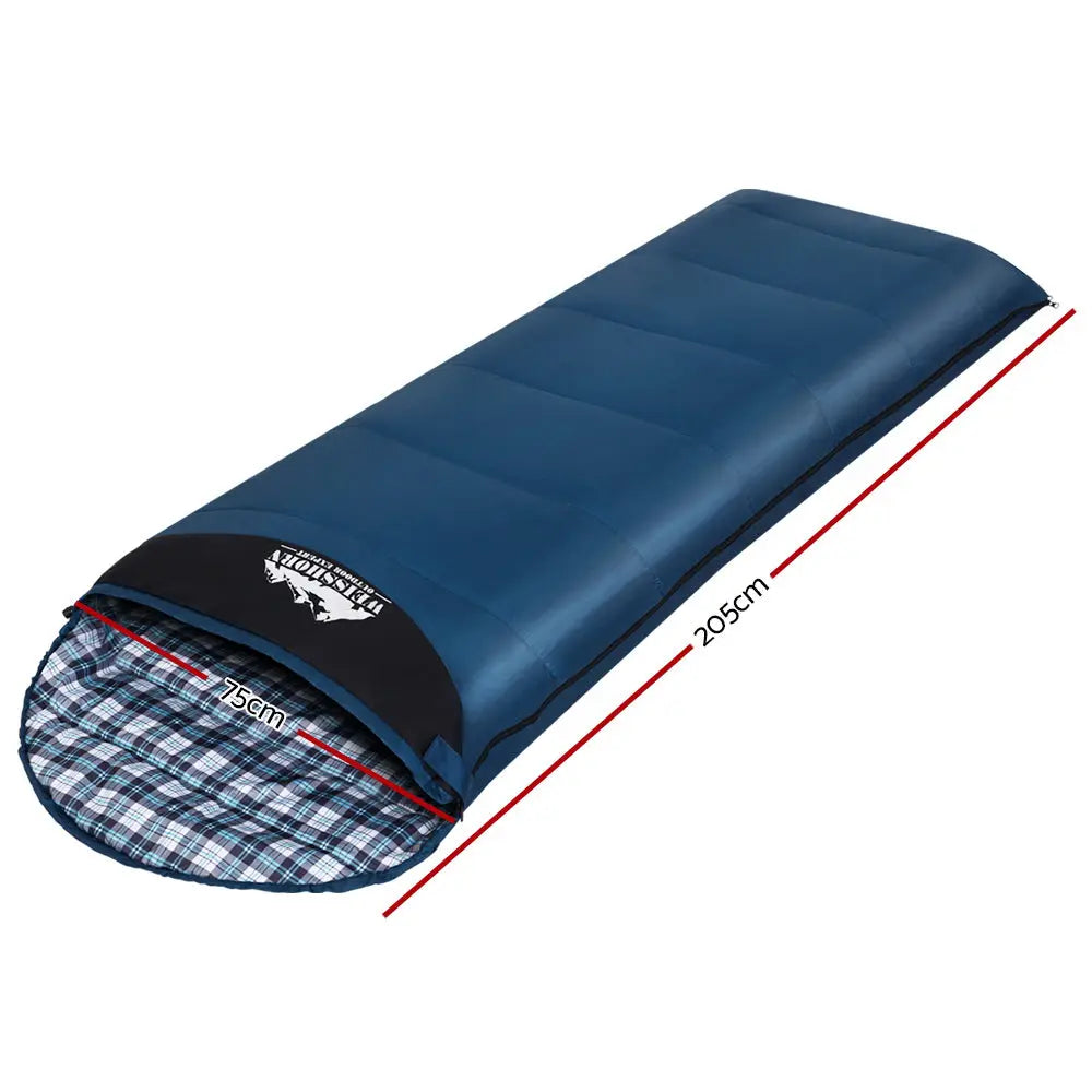 Weisshorn Sleeping Bag Single Thermal Camping Hiking Tent Blue 0°C Wholesale Hub