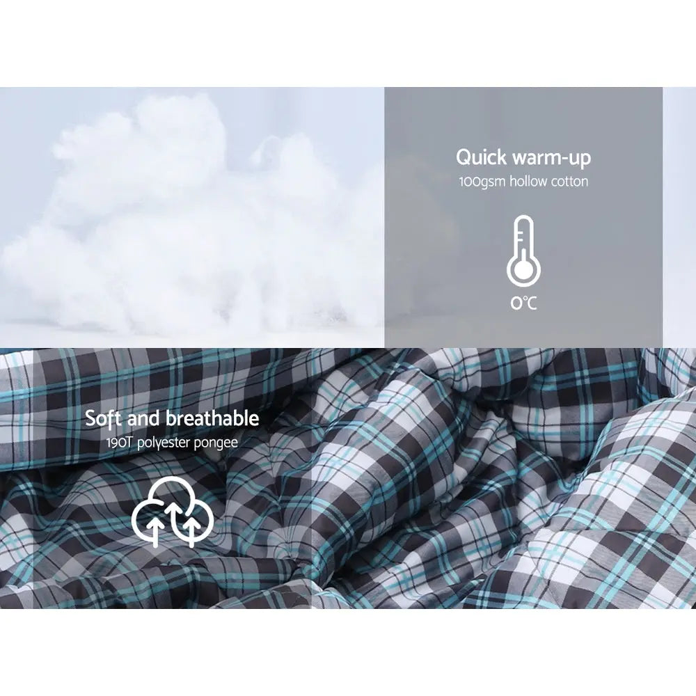 Weisshorn Sleeping Bag Single Thermal Camping Hiking Tent Blue 0°C Wholesale Hub