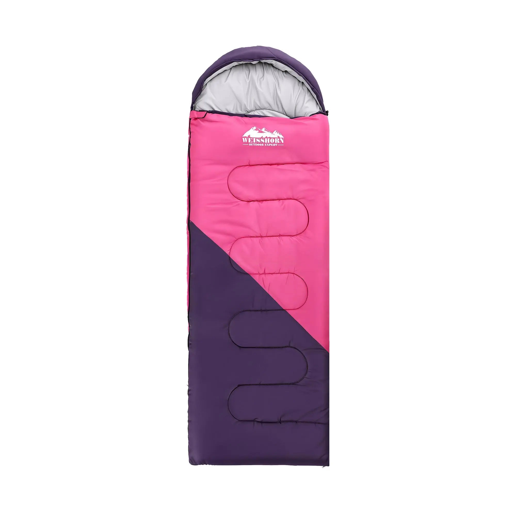 Weisshorn Sleeping Bag Single 213cm Thermal Camping Hiking Pink Wholesale Hub