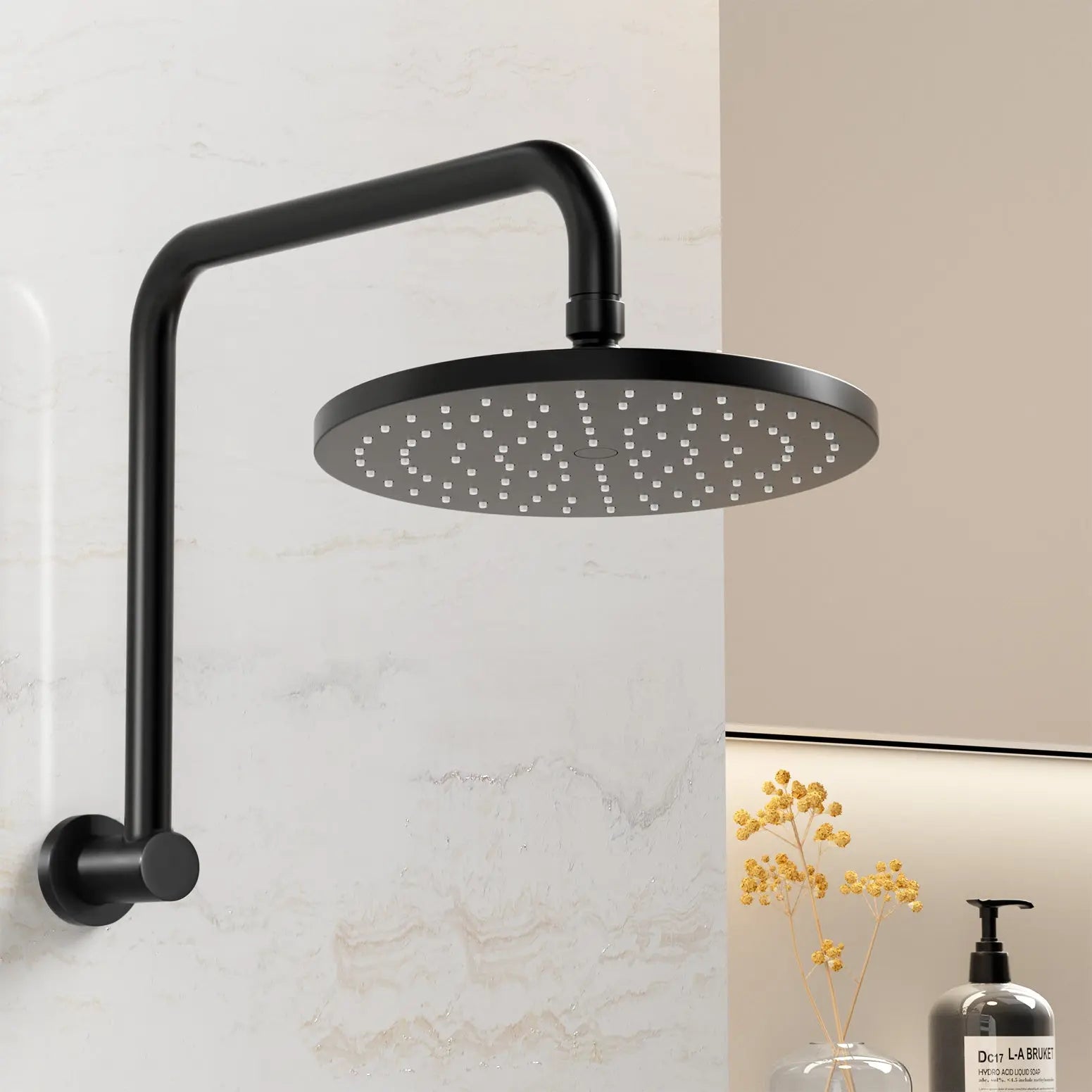 9'' Rain Shower Head Overhead High-pressure Swivel Black Wholesale Hub