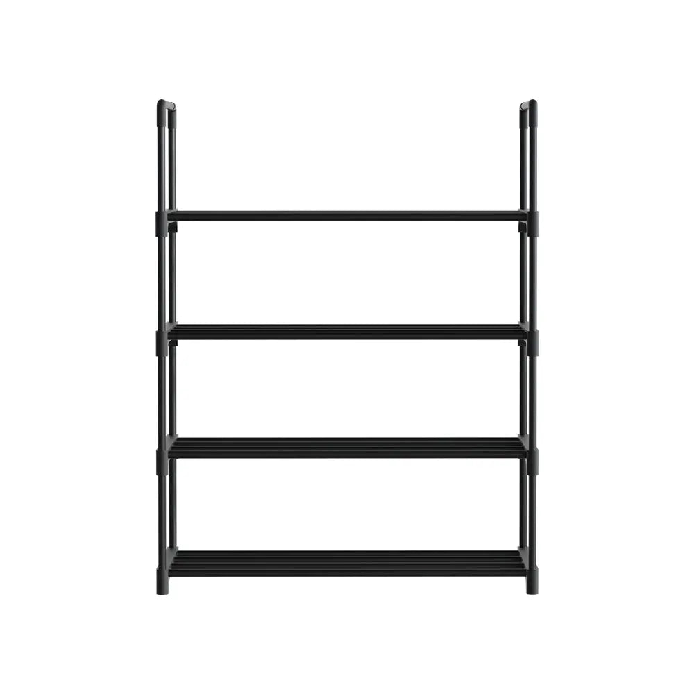 Artiss Shoe Rack Cabinet Stackable 4-tier 12 Pairs Black Wholesale Hub